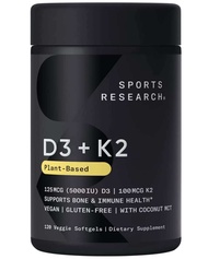 Sports Research SR Vitamin D3 + K2 with Organic Virgin Coconut oil วิตามิน D3K2