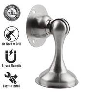 K-MART - 免打孔不銹鋼靜音防撞牆 磁力門擋 自粘式 防撞門擋 門阻 家居辦公室門塞 兩種安裝模