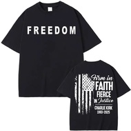 Casual Men's T-shirt Justice Charlie Kirk Freedom Print Summer Retro Gothic Short Sleeve Casual Stre