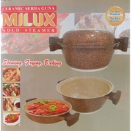 panci serbaguna milux ceramic gold steamer