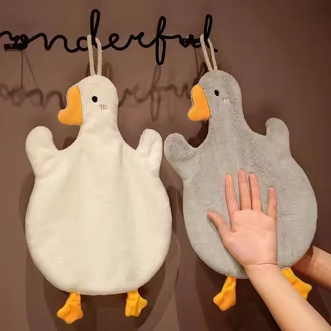 Hand Towels Cute Duck Hanging Towel Kitchen Bathroom Goose Bathing Ball Soft Absorbent Microfiber Wi