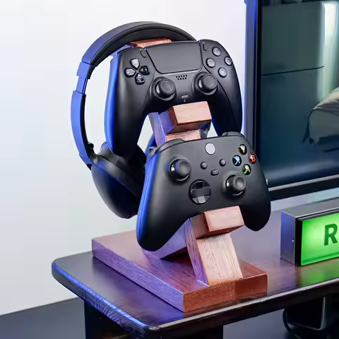 Wooden Stand Holder Headset Display Shelf Desk Hanger Game Controller Stand for PS5/PS4/PS3 Xbox ser