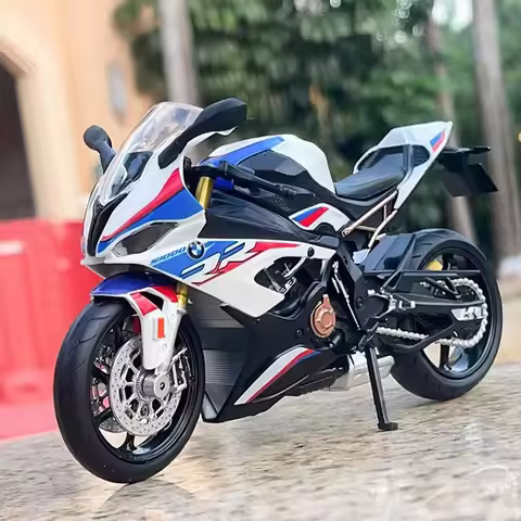 1:12 BMW S1000RR Motorcycle Car Models Toys Rubber Tires Front Wheel Steering Honda CBR1000RR Fire B