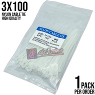 100pcs White Nylon Cable Tie 3X100MM Heavy Duty