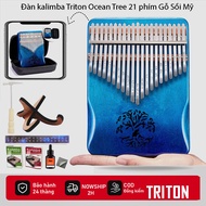 Triton Ocean Tree kalimba 21 Keys American Oak Ancient Tree Shape, Warm Bass - Free Bag
