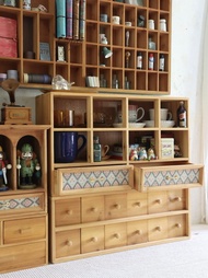 復古多寶格 抽屜式收納櫃 古早花磚圖案 分類桌面收納