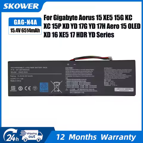 SKOWER 99Wh GAG-N4A Battery for Gigabyte Aero 15 OLED XD 15 RP75 16 RP86 YE5 17 HDR YD Aorus 17H XE4