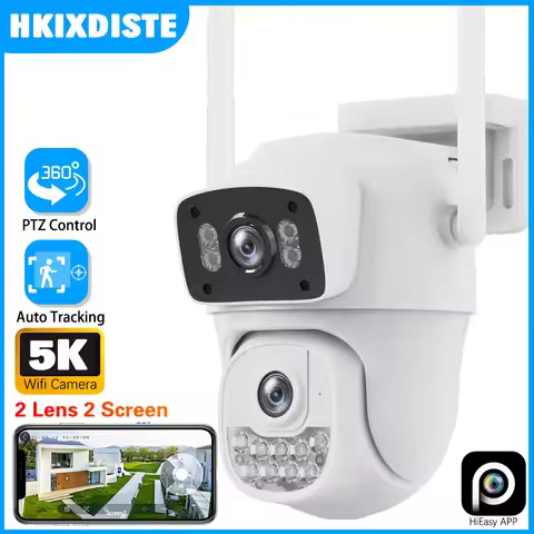 HiEasy App Wifi PTZ IP Camera Dual Lens 5K10MP HD Outdoor IP Camera 5MP Auto Tracking Security Prote
