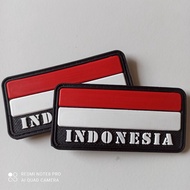 PATCH RUBBER BENDERA MERAH PUTIH BESAR 10 X 5 TULISAN INDONESIA /TEMPELAN KARET EMBLEM VELCRO