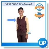 Vest Sekolah Coklat Pusat Sumber Pengawas Library Sekolah Rendah & Menengah Jenama 100% Polyester Or