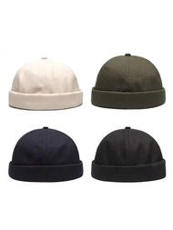 1ชิ้น Vintageโดมหมวกยูนิเซกส์ Brimless Beanieหมวกสีแนวโน้มYuppies DockerหมวกปรับหมวกฤดูหนาวBonnet Be