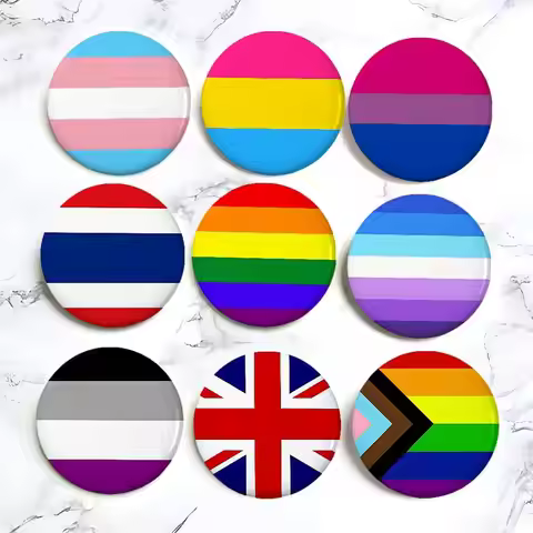Genderfluid Pride Original Asexual Flag Badges Tinplate Soft Button Pin Brooch Metal Badge Custom Je