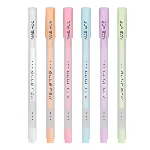 6PCS/Set Simple Candy Color Glue Pen Quick-Dry High Viscosity Dispensing Pen Dot Glue Sticks Student