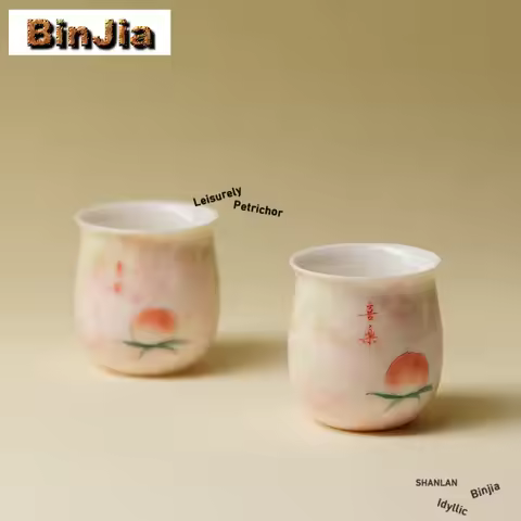 2pc/lot Hand-painted Peach Teacup Boutique Tea Bowl Cute Cup Tea-tasting Personal Cup Chazhan Master