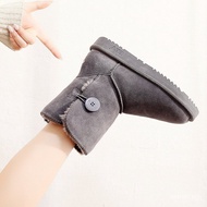 Women's Snow Boots Cowhide Mid-Calf Boots Fashionable Warm Thickened Fleece Anti-Slip Cute Sheepskin