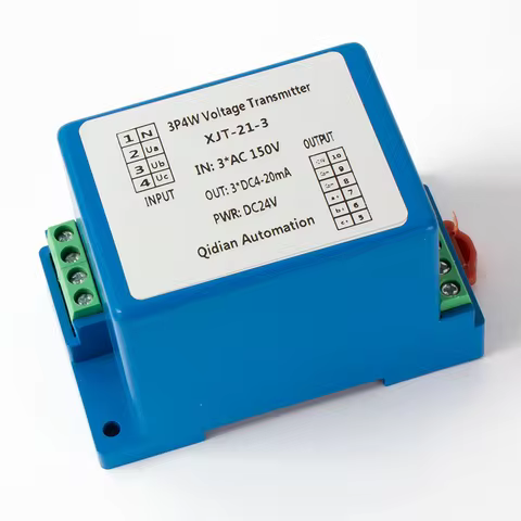 Three-Phase AC Voltage Transducer 0-100V 0-220V 0-380V Input Voltage Sensor 4-20mA Output Transmitte