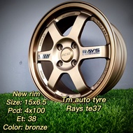New Rim RAYS TE37 15x6.5 4x100 ET38 Bronze (Viva/ Kelisa /kenali /Axia /Bezza) TM Auto Tyre Service 