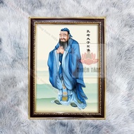 Confucius wall painting 36x48cm in glossy fabric with genuine composite frame