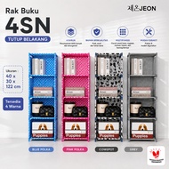 5-Tier 4-Tier Bookshelf with Back Cover Grid Portable Multi-Purpose Storage with Multifunctional Pat
