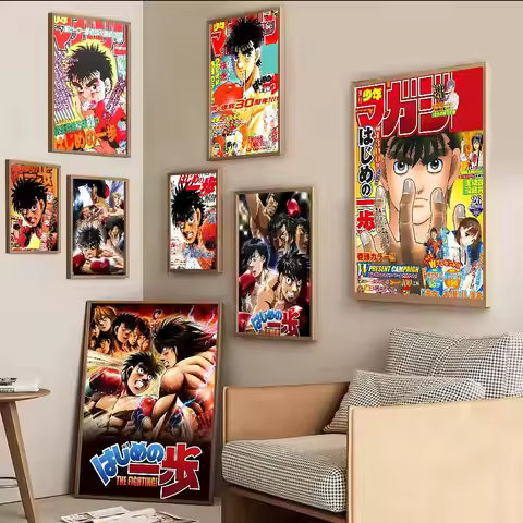 Hajime No Ippo Japan Cartoon Vintage Posters Sticky Retro Kraft Paper Sticker DIY Room Bar Cafe Stic