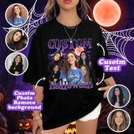 Customized Y2K Style Women Loose Fit T-Shirt, Upload Your Selfie/Friend/Pet Photo, Input Text/Blessi