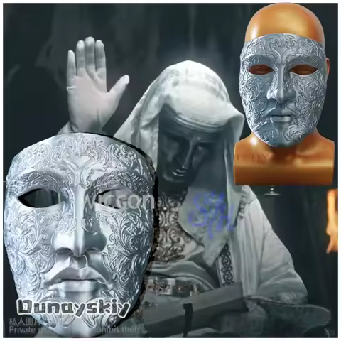 Movie Baldwin IV Cosplay Silver Retro Face 3D Polylactic Acid Mask Halloween Christmas Performance P