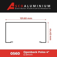 Aluminium Open Back Polos Profile 0560 Kusen 4 Inch Tbk