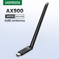 UGREEN เสาอากาศ6dBi อะแดปเตอร์ WiFi 5G & 2.4G ตัวรับสัญญาณ WiFi6แบบดูอัลแบนด์สำหรับพีซีตั้งโต๊ะ Wind