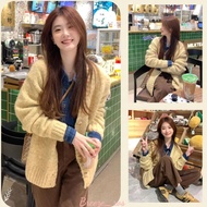 Lorenata Women's Light Yellow Knitted Cardigan New Autumn Fashion Long Sleeve Sweater-Z333
