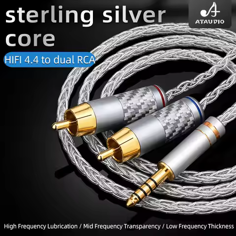 Pure Silver 4.4mm Balance to 2RCA Audio Cable Hifi 4.4mm to RCA Upgrade Cable For DAC Amplifier Sony