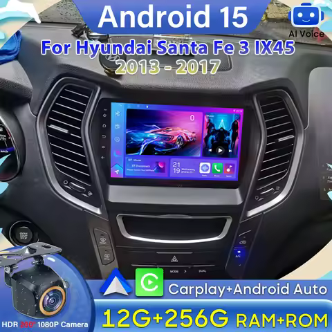 Android 15 Car Radio For Hyundai Santa Fe 3 IX45 2013 2014 2015 2016 2017 DSP Stereo Car Monitor No 