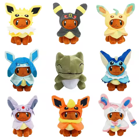 8 Styles Eevee Cosplay Pokemon Plush Toys Eevee Cos Sylveon Espeon Flareon Cute Cartoon Jolteon Pelu