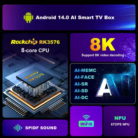 H96 MAX M9 TV Box Android 14 RK3576 8GB128GB 1000M DDR4 USB3.0 Wifi 6 BT5.4 8K Set Top Box AV1 Media