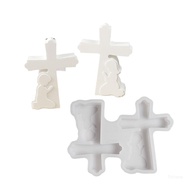 Top Prayer Boy and Girl Crosses Figurine Silicone Mold Religious 3D Crosses  Mold for Holiday  and D