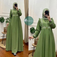Gamis Terbaru Lebaran 2023 Bahan Crinkle Airflow Premium / Gamis Polos Crinkle Bordir Bunga Cantik