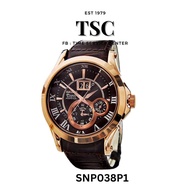 SEIKO Premier Kinetic Perpetual รุ่น SNP038P1 เรือนสแตนเลสทองพิ้งโกลด์ สายหนังแท้น้ำตาล สินค้าแท้ ปร