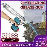21V Cordless 700CC Rechargeable High Pressure Electric Grease Guns 12000mAh for Excavator Automotive