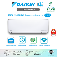 DAIKIN SMARTO Premium Inverter Air Conditioner (FTKH R32) 1.5HP - FTKH35B/RKU35B-3WMY-LF