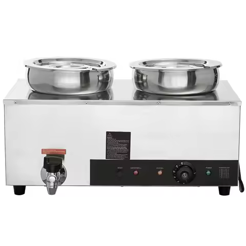 SucceBuy Electric Soup Warmer with 2/3/4*7.4Qt Food Kettle Warmer Stainless Steel Cooking Pot Heat R