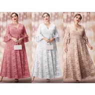 ▥♀plus size elegant lace maxi dress ninang dress