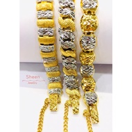 Rantai Tangan Pulut Dakap & Roti Bun Lebar 1cm Gold Mix platinum Emas Korea Bracelets