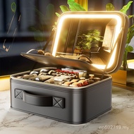 Mirror Waterproof Cosmetic Bag Travel Portable Partition Makeup Brush Premium Large-Capacity Female 