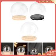 [Lovoski2] with Base, Glass Cover, Transparent Terrarium, Micro Landscape Holder Clear Glass Cloche Dome for Home Office