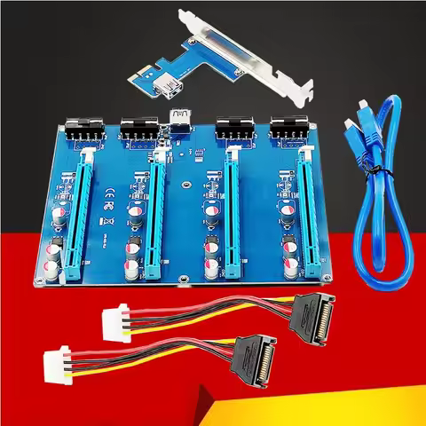 PCI-E 1x Expansion Kit PCI Express 1 to 4 Port PCI Express Switch Multiplier HUB Riser Card PCIE x1 
