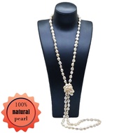 Women Long Necklace White Baroque Pearl Necklace Irregular Natural Pearl Sweater Necklace Simple Des