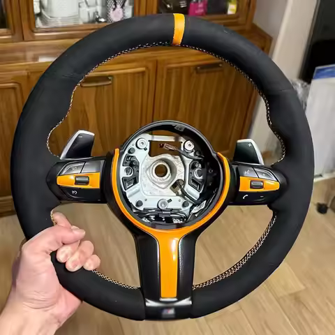 Black Suede Carbon Fiber Car Steering Wheel Cover Braid For BMW M2 M3 F80 F82 M4 M5 F12 F13 M6 F85 F