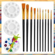 [L M Q N] Paint Brush Palette Set 10 Pieces Nylon Craft Acrylic Paint Brushes 3 Pieces Round Paint T