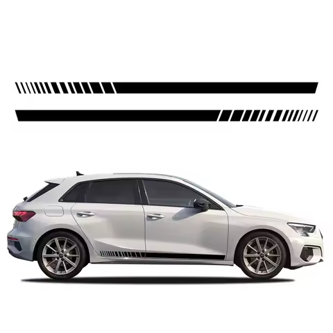 Car Side Skirt Stripes Sticker Vinyl Decal Waterproof Trims Accessories For Audi A3 8P 8V 8L 8Y S3 R
