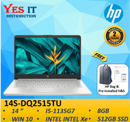 HP 14S-DQ2515TU 14" LAPTOP NATURAL SILVER (I5-1135G7,16GB,512GB SSD, IRIS XE, W10+OPI,2YW) FREE BAG