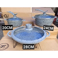 Kuali batu kuali granite periuk batu kuali non stick home kitchen periuk germany set 24cm 28cm 20cm 